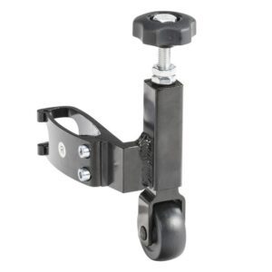 The 10266-BRAKE ENH is an adjustable support caster featuring a black rubber wheel, metal bracket, and threaded knob for height adjustment.