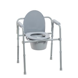 Adjustable gray bedside commode chair