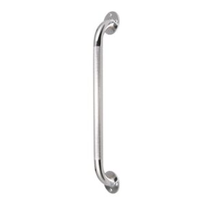A sleek stainless steel grab bar for bathroom safety.