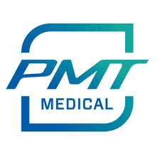 Logo of PMT Medical with a modern blue and green design.