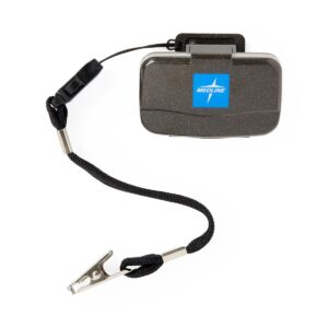 Portable grounding strap with alligator clip for static electricity discharge.