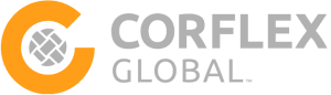Logo of Corfinity Global Inc. featuring a stylized orange emblem and gray text.