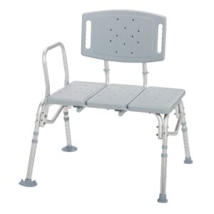 Adjustable aluminum shower transfer bench with backrest