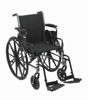 Black manual wheelchair with footrests